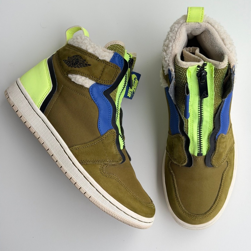Jordan 1 Retro High Zip Women‎ 6.5 Olive Flak Sneakers Fleece Lined Utility Pack